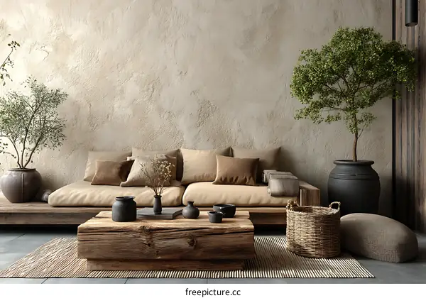 Rustic Living Room Interior Design Illustration