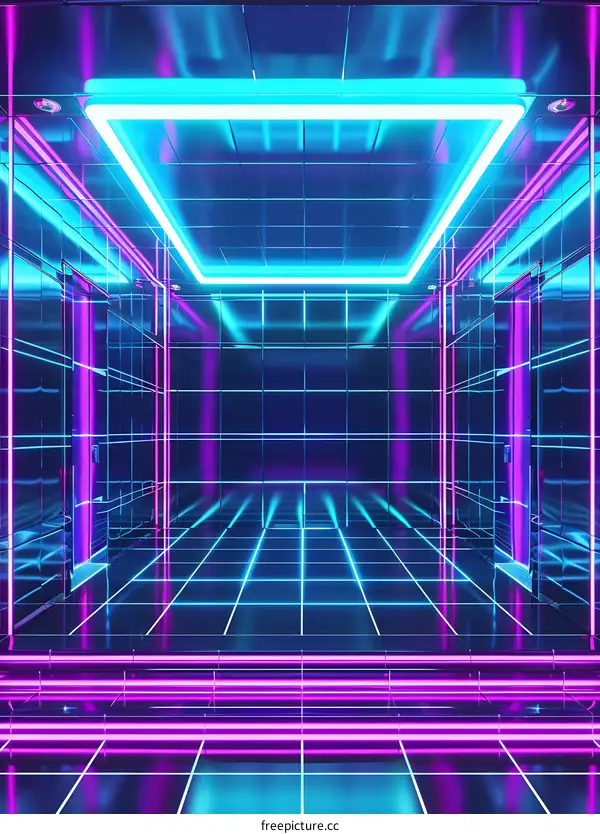 Neon Lights in a Futuristic Interior Design