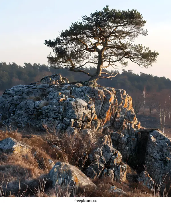 tree growing on a rock