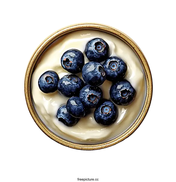 [Transparent Background PNG]Delicious Yogurt with Blueberries in Bowl