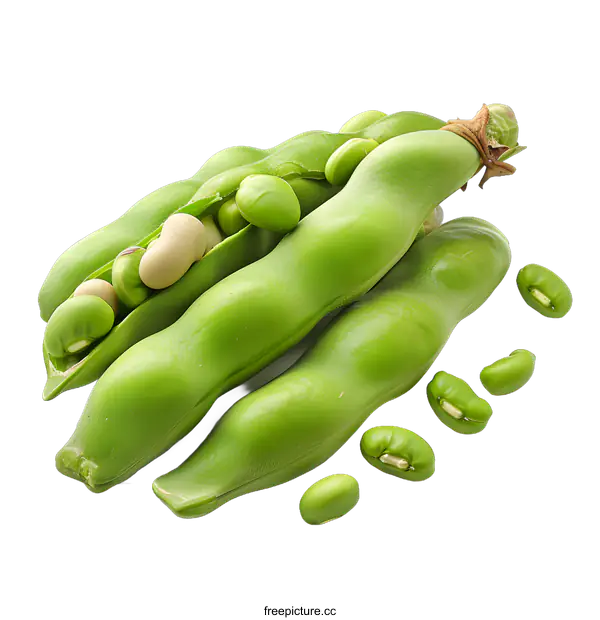 [Transparent Background PNG]Broad bean pods with beans