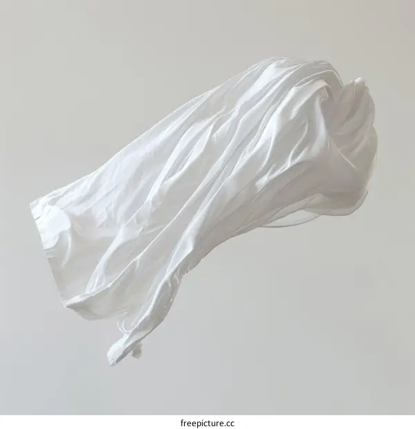 White cloth flying in the air