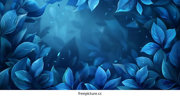 Illustration of blue plant leaves