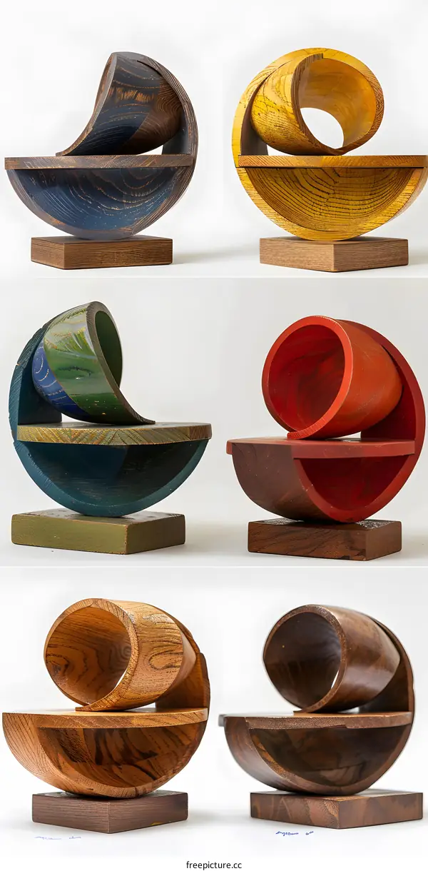Wooden sculpture with a smooth curved shape