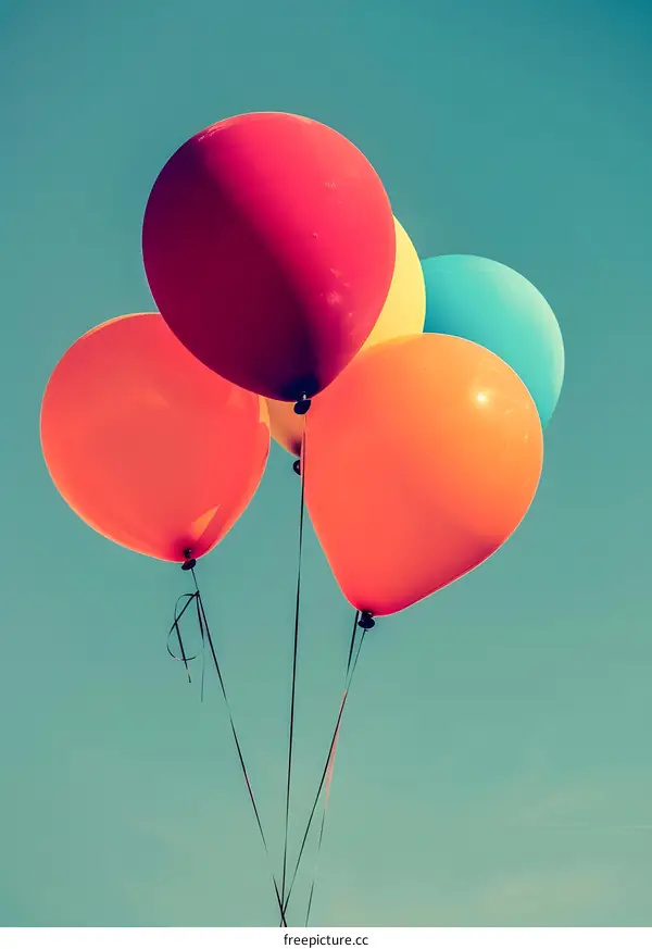 Colorful Balloons Floating in the Sky