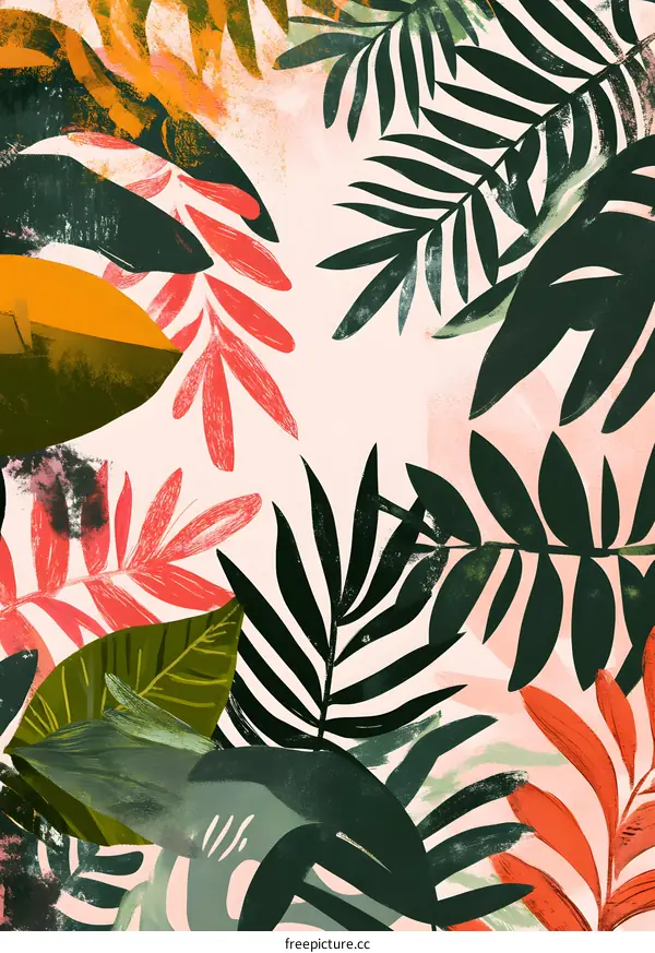 Tropical Leaves Pattern Background Illustration