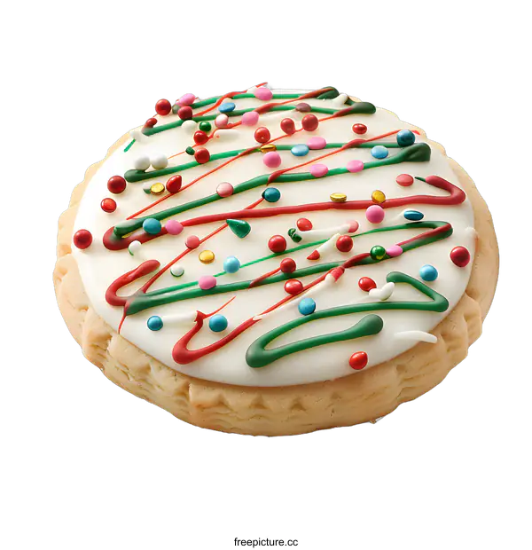 [Transparent Background PNG]Christmas Cookie With Colorful Icing and Sprinkles