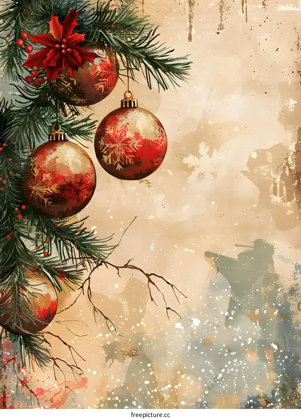 Christmas balls hanging on a branch