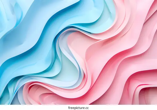 Abstract Pink and Blue Wavy Paper Background