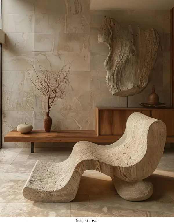 Organic Stone Chair and Console Table