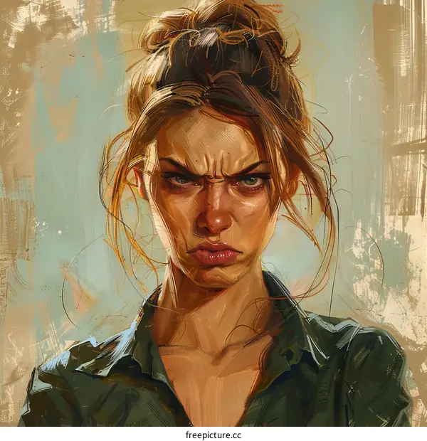 portrait of a young woman with a serious expression on her face