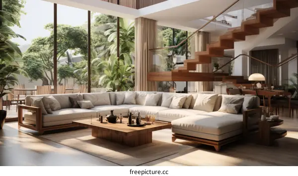 Bright and Airy Living Room With Tropical Views