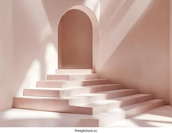 Minimalist Pink Archway with Stairs