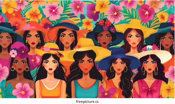 Diverse Women in Colorful Summer Hats