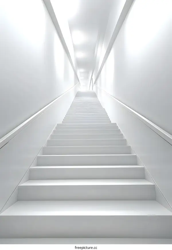White Stairs Leading Upwards in a Modern Building
