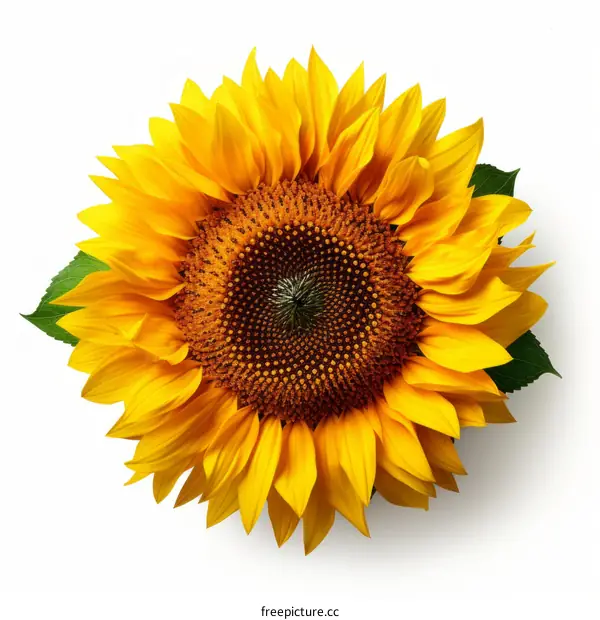 Yellow Sunflower Blossom on a White Background With Black Sunflower Seeds