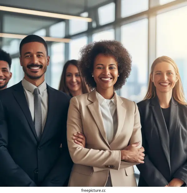 Group of diverse business professionals in a modern office