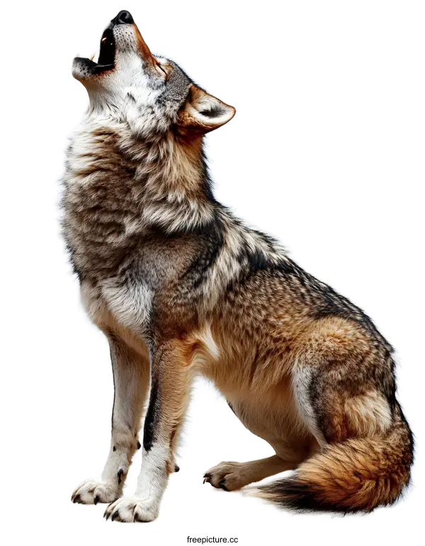 [Transparent Background PNG]Majestic Wolf Howling at the Sky