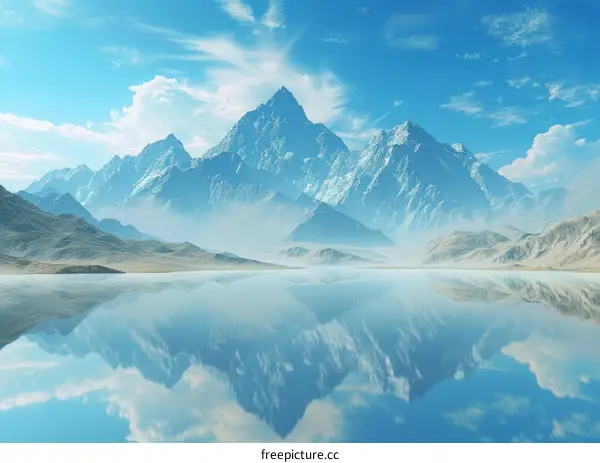 Mountain Reflection in a Cloudy Lake