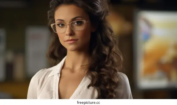 portrait of a beautiful young woman wearing glasses