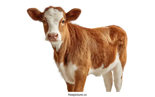 [Transparent Background PNG]Adorable Calf Portrait Against White Background