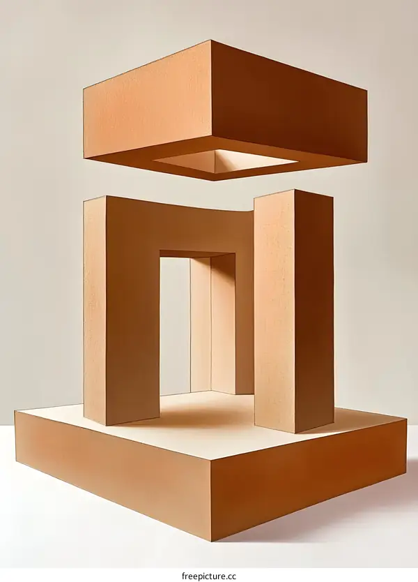 Abstract Geometric Shape Illustration of a Brown Structure