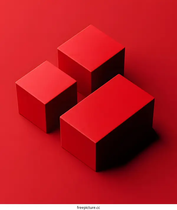 Red Cubes Minimalist Geometric Shape Abstract Background