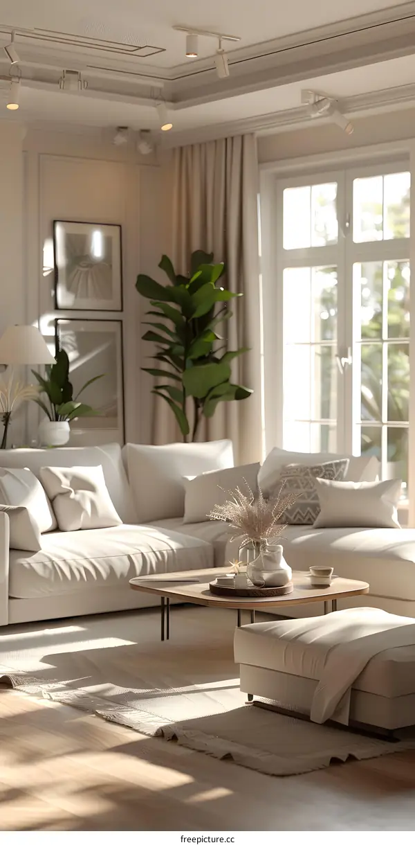 A living room with a simple style