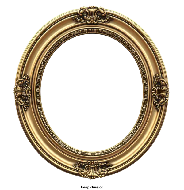 [Transparent Background PNG]Vintage Gold Oval Picture Frame