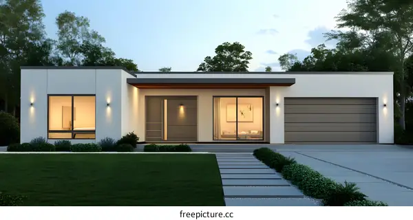 Modern House Exterior Design with Front Yard Landscape