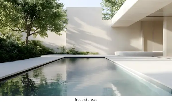 Minimalist Modern House with Swimming Pool and Landscaping