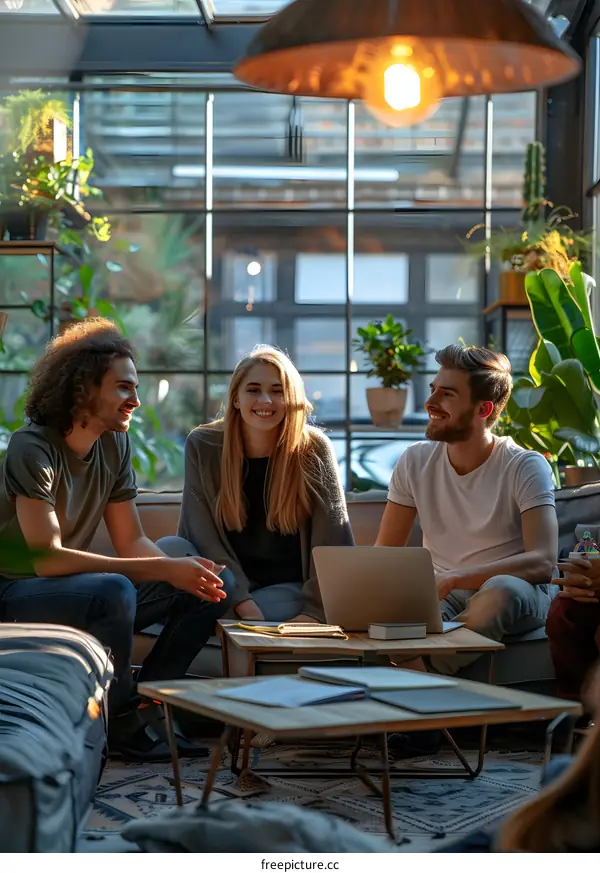 A group of friends sitting on a couch and talking