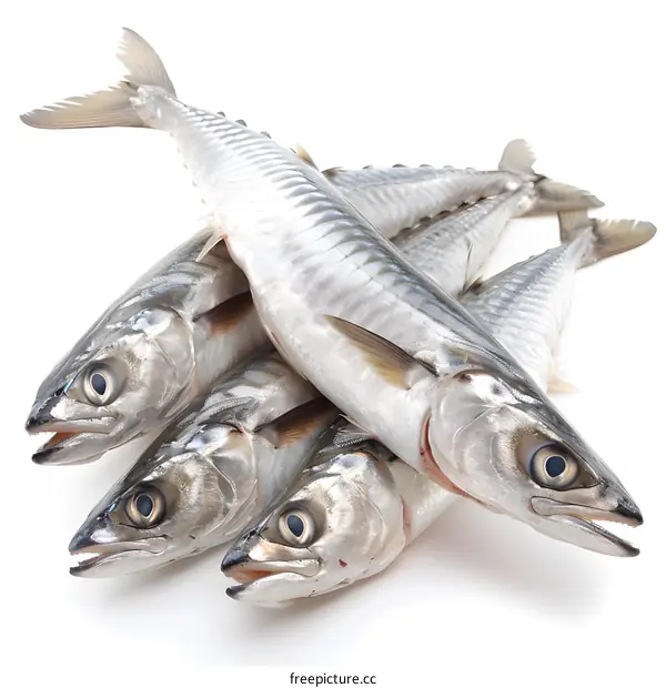 Fresh raw Spanish mackerels isolated on white