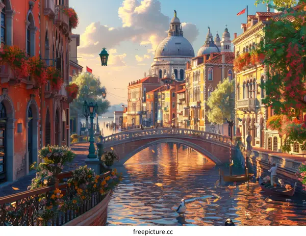 Venice Canal Scene at Sunrise