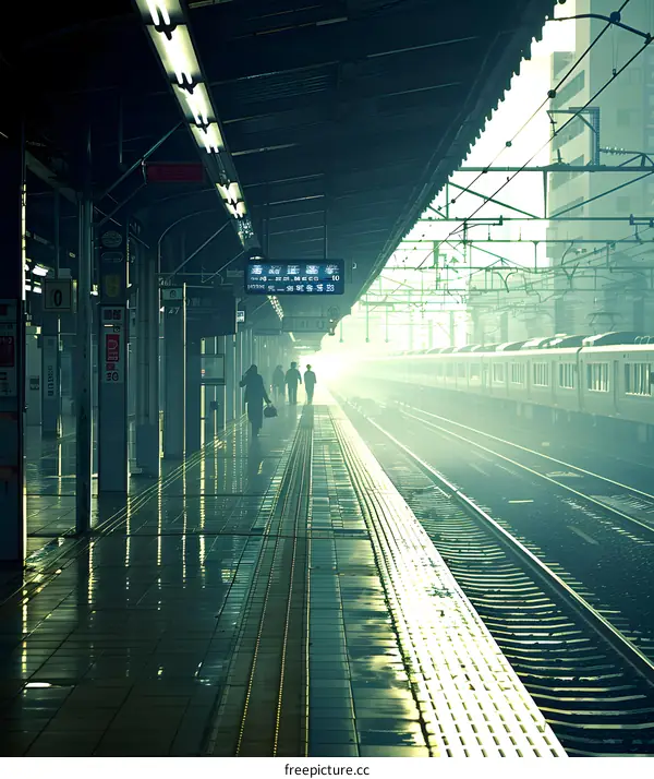 Train Station Platform In The Fog