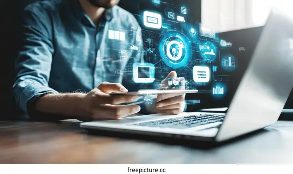 Modern Businessman Working with Digital Interface