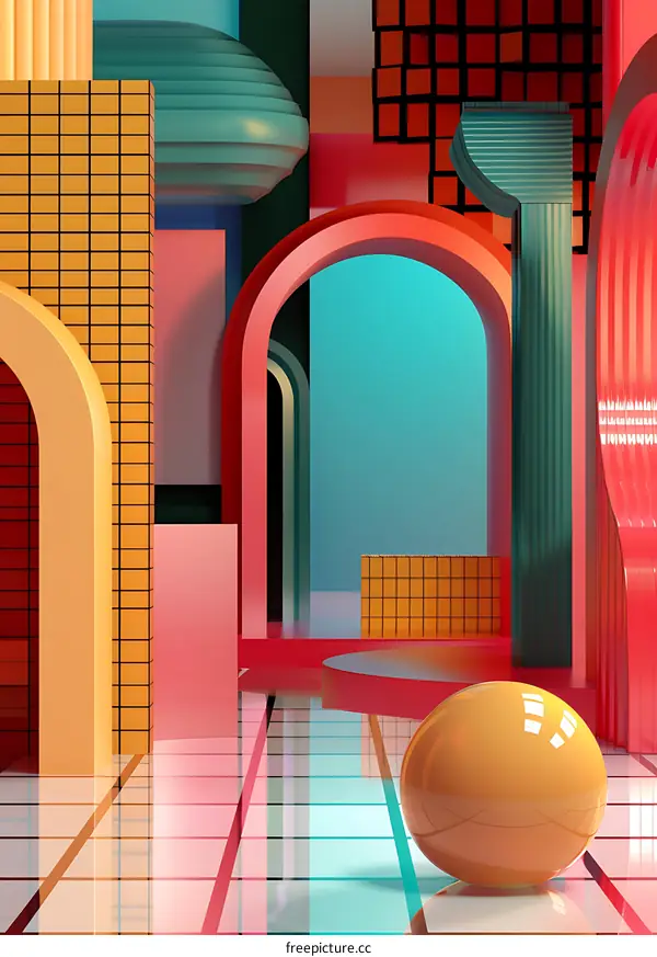 Abstract 3D Colorful Geometric Shapes Background