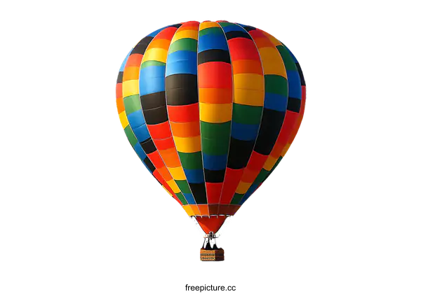 [Transparent Background PNG]Colorful Hot Air Balloon Against a White Sky