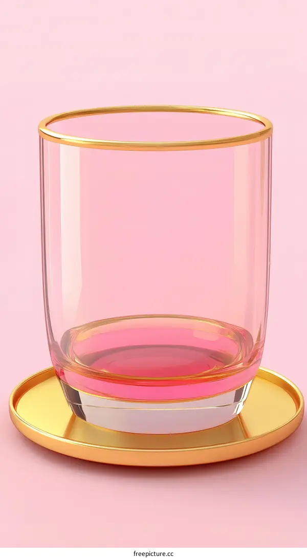 Pink Glass with Gold Rim on Pink Background
