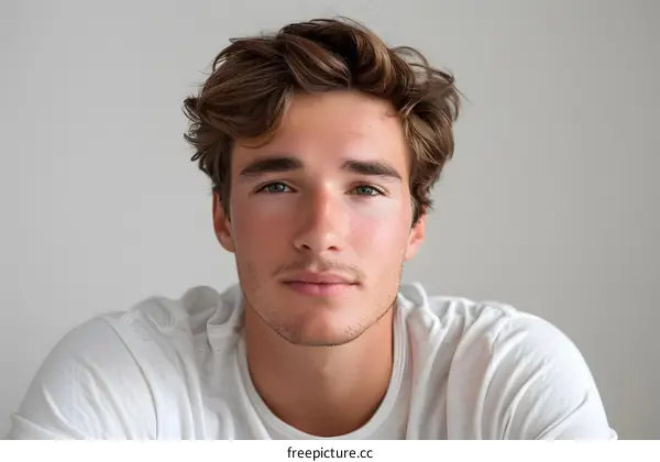 Portrait of a Young Man with Wavy Blonde Hair