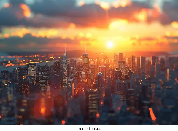 Small City Model Under Sunset