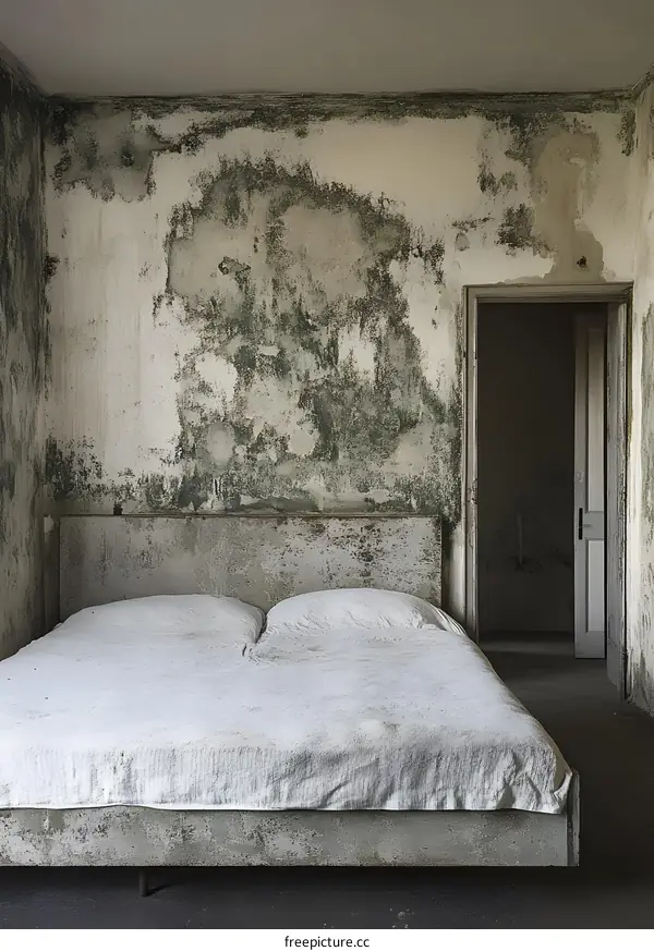Abandoned Bedroom with Moldy Walls