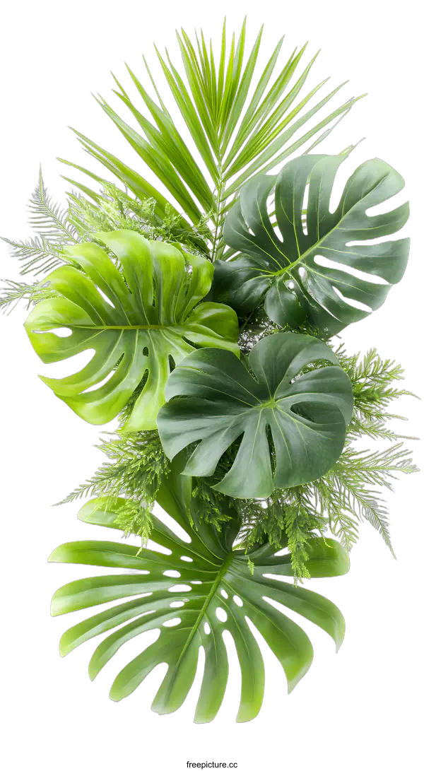 [Transparent Background PNG]Tropical Leaves Green Foliage Background