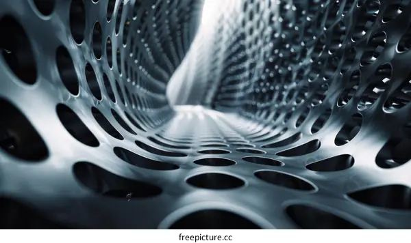 Futuristic Perforated Metal Tunnel