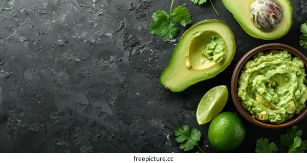 A delicious bowl of homemade guacamole with fresh avocado, lime, and cilantro