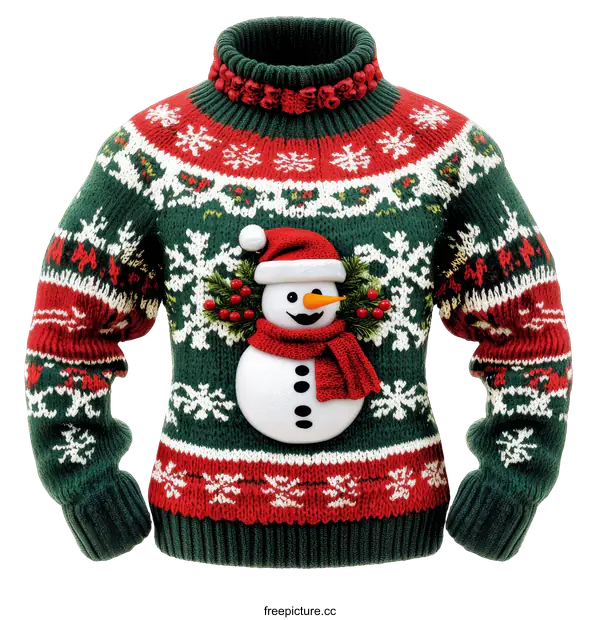 [Transparent Background PNG]Ugly Christmas Sweater with Snowman Decoration