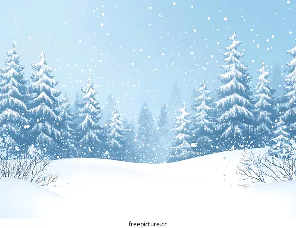 Snowy Winter Forest Landscape Illustration