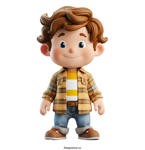[Transparent Background PNG]Smiling Cartoon Boy in Casual Outfit