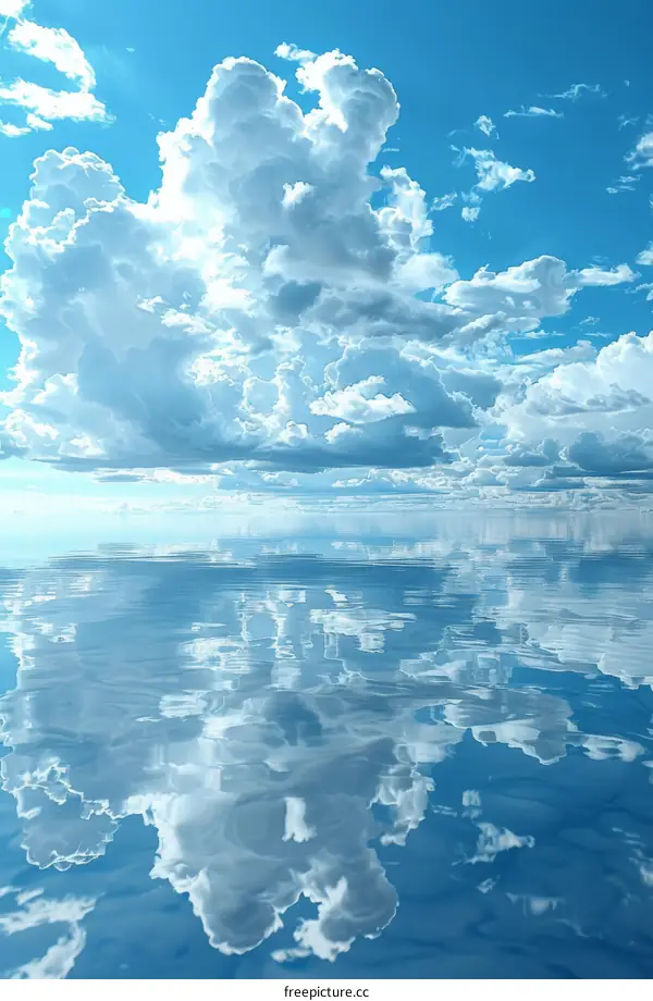 Reflective Cloudscape of a Calm Azure Sky