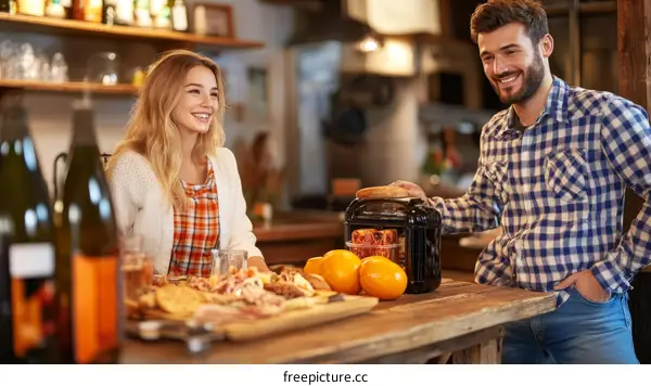 Happy Couple Enjoying a Delicious Meal Together at Home